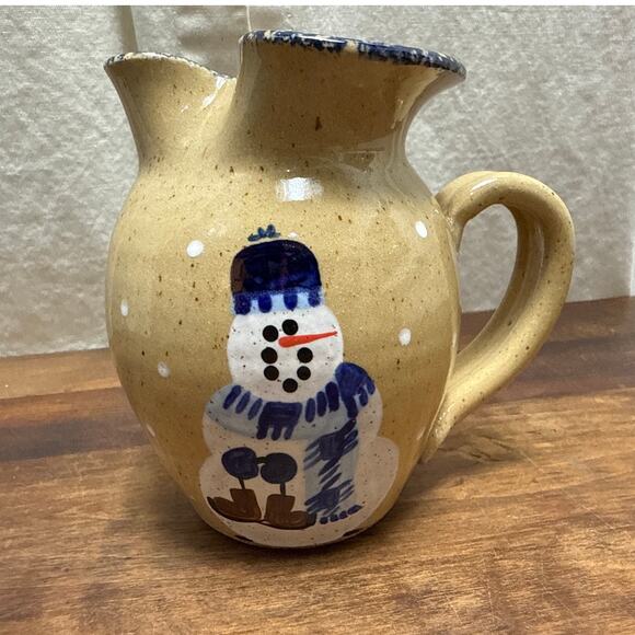 Three Rivers Studio Pottery Creamer Pitcher The Snowman Family Tree Collection - Picture 1 of 10